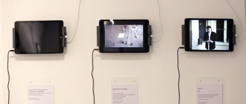 Videovorschaubild zu der Ausstellung „Gerhard Falkner MATERIE:POESIE. Künstlerbücher – Filme – Klänge“