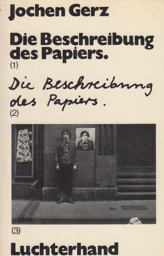 Jochen Gerz: Die Beschreibung des Papiers. (1973), Buchcover